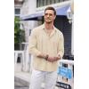 imageCOOFANDY Mens Cuban Guayabera Shirt Casual Button Down Shirts Long Sleeve Summer Beach ShirtsBeige