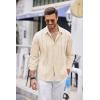 imageCOOFANDY Mens Cuban Guayabera Shirt Casual Button Down Shirts Long Sleeve Summer Beach ShirtsBeige