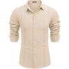 imageCOOFANDY Mens Cuban Guayabera Shirt Casual Button Down Shirts Long Sleeve Summer Beach ShirtsBeige