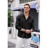 imageCOOFANDY Mens Cuban Guayabera Shirt Casual Button Down Shirts Long Sleeve Summer Beach ShirtsBlack