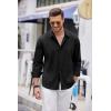 imageCOOFANDY Mens Cuban Guayabera Shirt Casual Button Down Shirts Long Sleeve Summer Beach ShirtsBlack
