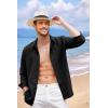 imageCOOFANDY Mens Cuban Guayabera Shirt Casual Button Down Shirts Long Sleeve Summer Beach ShirtsBlack