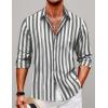 imageCOOFANDY Mens Cuban Guayabera Shirt Casual Button Down Shirts Long Sleeve Summer Beach ShirtsBlack Stripe