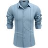 imageCOOFANDY Mens Cuban Guayabera Shirt Casual Button Down Shirts Long Sleeve Summer Beach ShirtsBlue