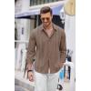 imageCOOFANDY Mens Cuban Guayabera Shirt Casual Button Down Shirts Long Sleeve Summer Beach ShirtsBrown