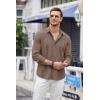 imageCOOFANDY Mens Cuban Guayabera Shirt Casual Button Down Shirts Long Sleeve Summer Beach ShirtsBrown
