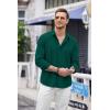 imageCOOFANDY Mens Cuban Guayabera Shirt Casual Button Down Shirts Long Sleeve Summer Beach ShirtsDark Green