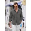 imageCOOFANDY Mens Cuban Guayabera Shirt Casual Button Down Shirts Long Sleeve Summer Beach ShirtsDark Grey