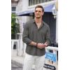 imageCOOFANDY Mens Cuban Guayabera Shirt Casual Button Down Shirts Long Sleeve Summer Beach ShirtsDark Grey