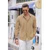 imageCOOFANDY Mens Cuban Guayabera Shirt Casual Button Down Shirts Long Sleeve Summer Beach ShirtsDark Khaki