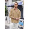 imageCOOFANDY Mens Cuban Guayabera Shirt Casual Button Down Shirts Long Sleeve Summer Beach ShirtsDark Khaki