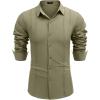 imageCOOFANDY Mens Cuban Guayabera Shirt Casual Button Down Shirts Long Sleeve Summer Beach ShirtsGreen