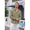 imageCOOFANDY Mens Cuban Guayabera Shirt Casual Button Down Shirts Long Sleeve Summer Beach ShirtsGreen