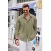 imageCOOFANDY Mens Cuban Guayabera Shirt Casual Button Down Shirts Long Sleeve Summer Beach ShirtsGreen
