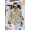 imageCOOFANDY Mens Cuban Guayabera Shirt Casual Button Down Shirts Long Sleeve Summer Beach ShirtsKhaki