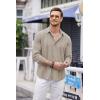 imageCOOFANDY Mens Cuban Guayabera Shirt Casual Button Down Shirts Long Sleeve Summer Beach ShirtsKhaki