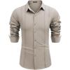 imageCOOFANDY Mens Cuban Guayabera Shirt Casual Button Down Shirts Long Sleeve Summer Beach ShirtsKhaki