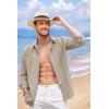 imageCOOFANDY Mens Cuban Guayabera Shirt Casual Button Down Shirts Long Sleeve Summer Beach ShirtsKhaki