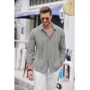 imageCOOFANDY Mens Cuban Guayabera Shirt Casual Button Down Shirts Long Sleeve Summer Beach ShirtsLight Grey