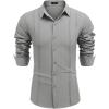 imageCOOFANDY Mens Cuban Guayabera Shirt Casual Button Down Shirts Long Sleeve Summer Beach ShirtsLight Grey