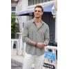 imageCOOFANDY Mens Cuban Guayabera Shirt Casual Button Down Shirts Long Sleeve Summer Beach ShirtsLight Grey