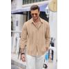 imageCOOFANDY Mens Cuban Guayabera Shirt Casual Button Down Shirts Long Sleeve Summer Beach ShirtsLight Khaki