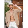 imageCOOFANDY Mens Cuban Guayabera Shirt Casual Button Down Shirts Long Sleeve Summer Beach ShirtsLight Khaki