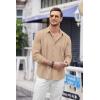 imageCOOFANDY Mens Cuban Guayabera Shirt Casual Button Down Shirts Long Sleeve Summer Beach ShirtsLight Khaki