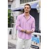 imageCOOFANDY Mens Cuban Guayabera Shirt Casual Button Down Shirts Long Sleeve Summer Beach ShirtsLight Purple