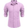 imageCOOFANDY Mens Cuban Guayabera Shirt Casual Button Down Shirts Long Sleeve Summer Beach ShirtsLight Purple