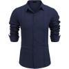 imageCOOFANDY Mens Cuban Guayabera Shirt Casual Button Down Shirts Long Sleeve Summer Beach ShirtsNavy Blue
