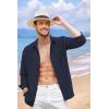 imageCOOFANDY Mens Cuban Guayabera Shirt Casual Button Down Shirts Long Sleeve Summer Beach ShirtsNavy Blue