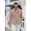 imageCOOFANDY Mens Cuban Guayabera Shirt Casual Button Down Shirts Long Sleeve Summer Beach ShirtsPink