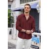 imageCOOFANDY Mens Cuban Guayabera Shirt Casual Button Down Shirts Long Sleeve Summer Beach ShirtsWine Red