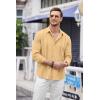 imageCOOFANDY Mens Cuban Guayabera Shirt Casual Button Down Shirts Long Sleeve Summer Beach ShirtsYellow