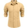 imageCOOFANDY Mens Cuban Guayabera Shirt Casual Button Down Shirts Long Sleeve Summer Beach ShirtsYellow