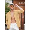 imageCOOFANDY Mens Cuban Guayabera Shirt Casual Button Down Shirts Long Sleeve Summer Beach ShirtsYellow