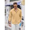 imageCOOFANDY Mens Cuban Guayabera Shirt Casual Button Down Shirts Long Sleeve Summer Beach ShirtsYellow