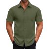 imageCOOFANDY Mens Button Down Shirts Short Sleeve Casual Dress Shirts Untucked Summer Shirt with PocketArmy Green