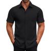 imageCOOFANDY Mens Button Down Shirts Short Sleeve Casual Dress Shirts Untucked Summer Shirt with PocketBlack