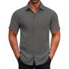 imageCOOFANDY Mens Button Down Shirts Short Sleeve Casual Dress Shirts Untucked Summer Shirt with PocketDark Grey
