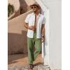 imageCOOFANDY Mens Casual Linen Pants Loose Fit Elastic Waist Drawstring Lightweight Pant Summer Beach TrousersArmy Green