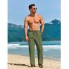 imageCOOFANDY Mens Casual Linen Pants Loose Fit Elastic Waist Drawstring Lightweight Pant Summer Beach TrousersArmy Green