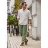 imageCOOFANDY Mens Casual Linen Pants Loose Fit Elastic Waist Drawstring Lightweight Pant Summer Beach TrousersArmy Green