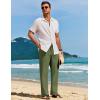 imageCOOFANDY Mens Casual Linen Pants Loose Fit Elastic Waist Drawstring Lightweight Pant Summer Beach TrousersArmy Green