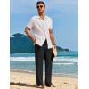 imageCOOFANDY Mens Casual Linen Pants Loose Fit Elastic Waist Drawstring Lightweight Pant Summer Beach TrousersBlack