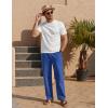 imageCOOFANDY Mens Casual Linen Pants Loose Fit Elastic Waist Drawstring Lightweight Pant Summer Beach TrousersBlue