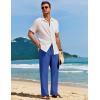 imageCOOFANDY Mens Casual Linen Pants Loose Fit Elastic Waist Drawstring Lightweight Pant Summer Beach TrousersBlue