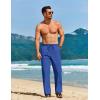 imageCOOFANDY Mens Casual Linen Pants Loose Fit Elastic Waist Drawstring Lightweight Pant Summer Beach TrousersBlue