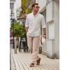 imageCOOFANDY Mens Casual Linen Pants Loose Fit Elastic Waist Drawstring Lightweight Pant Summer Beach TrousersKhaki